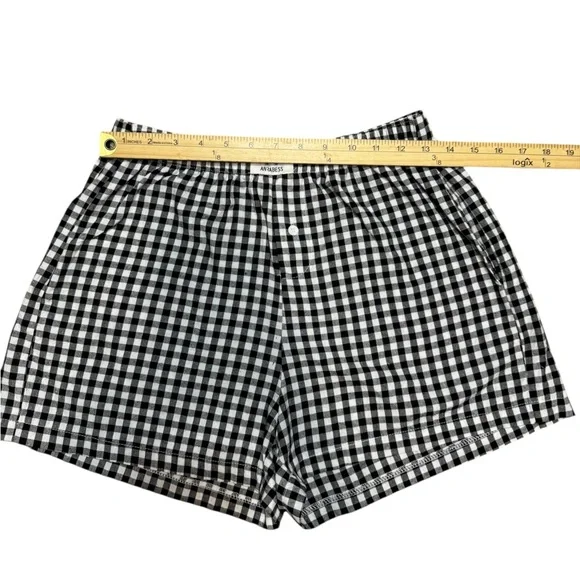 ANRABESS Women's Gingham Check Shorts Plaid Sleep & Lounge Black and White - Picture 12 of 16